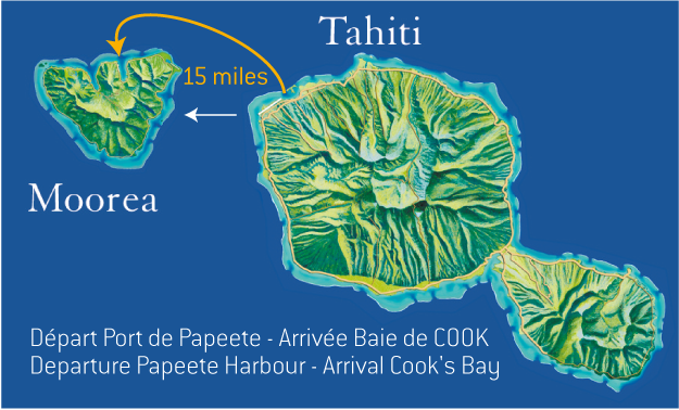 Map from Tahiti to Moorea